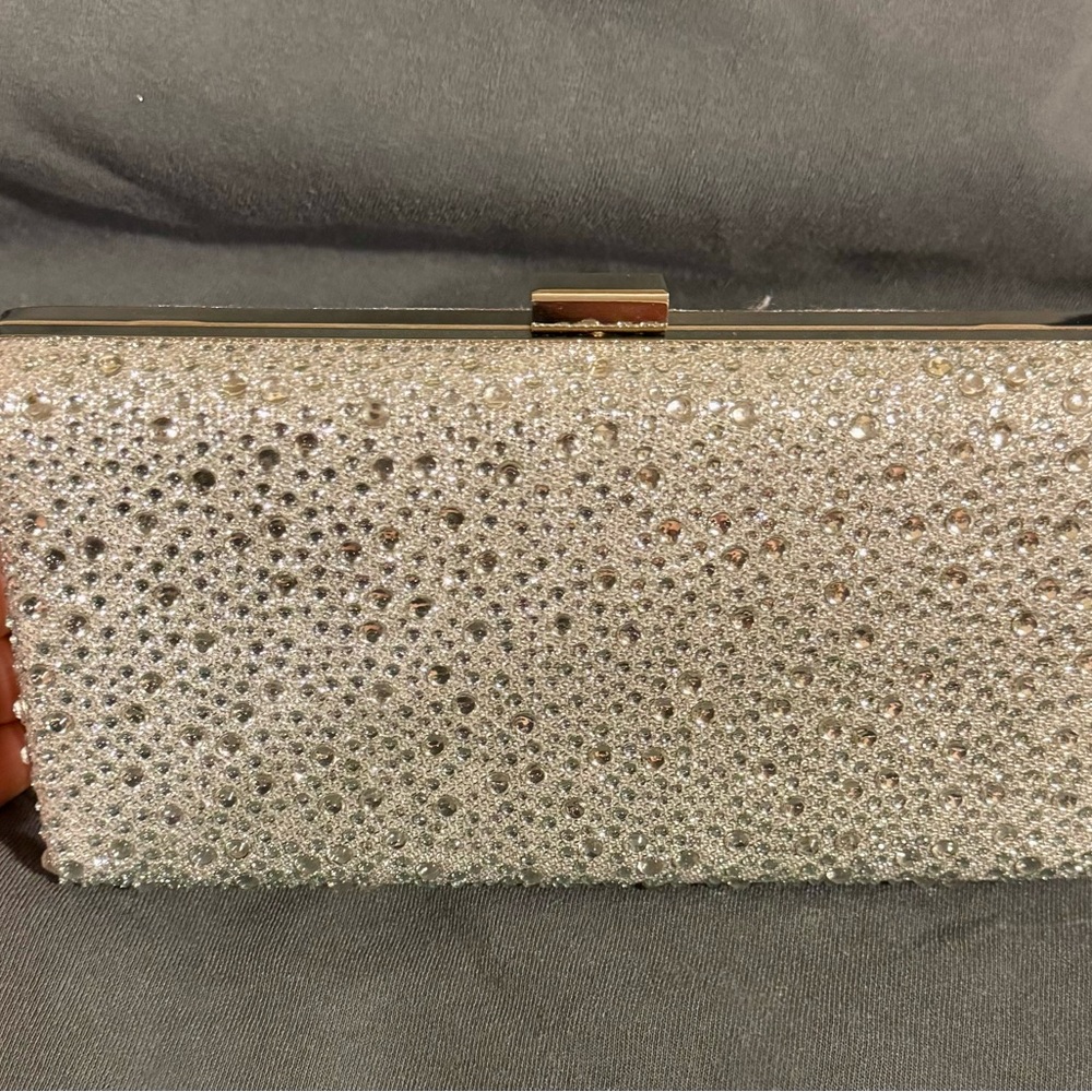 Elegant Silver Textured Wristlet Clutch